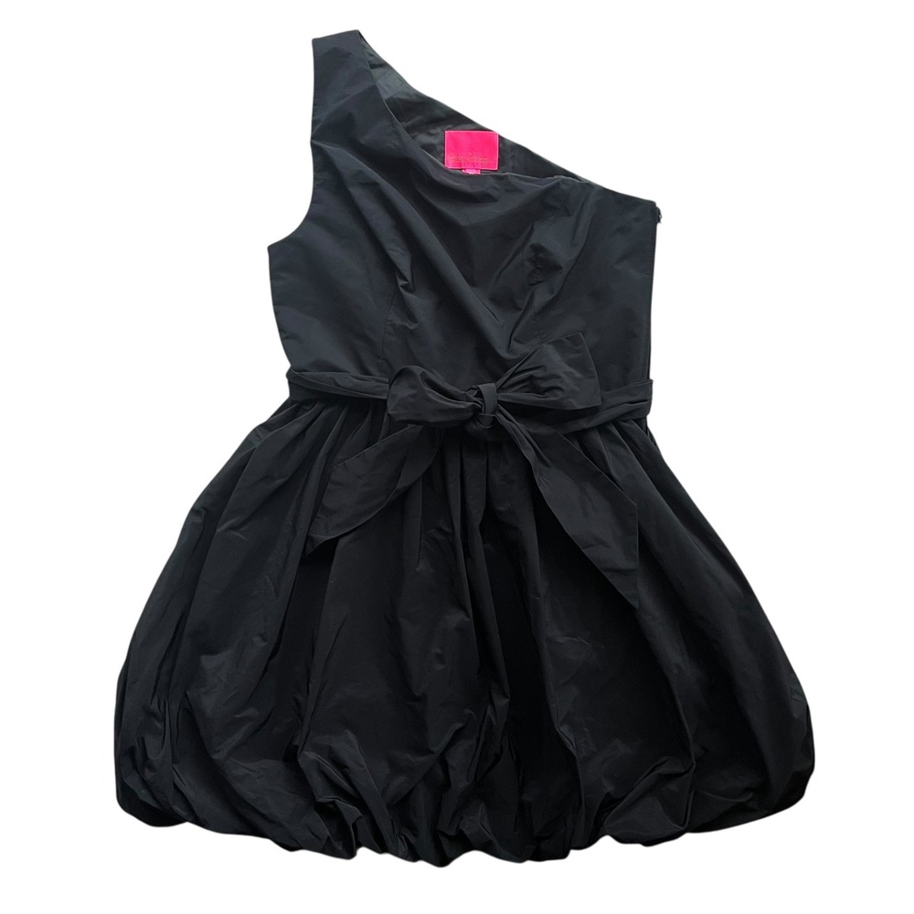 Lilly Pulitzer Womens 8 Black SondraLee One Shoulder Bubble Hem Dress Bow Preppy